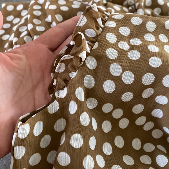 NWT J. Crew Smocked Waist Brown and White Polkadot Midi Dress🤍⭐️🤍 - Picture 7 of 11